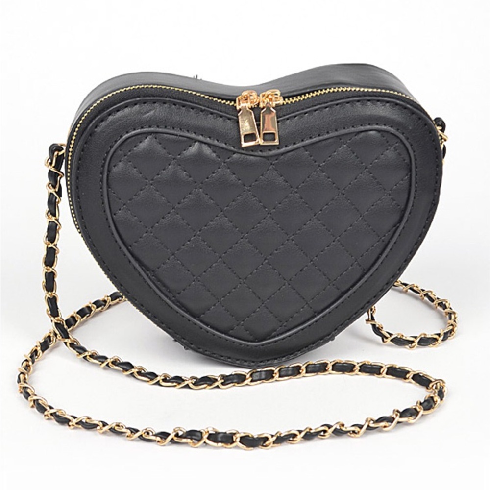 Vegan Leather Heart Shaped Curved Crossbody Bag